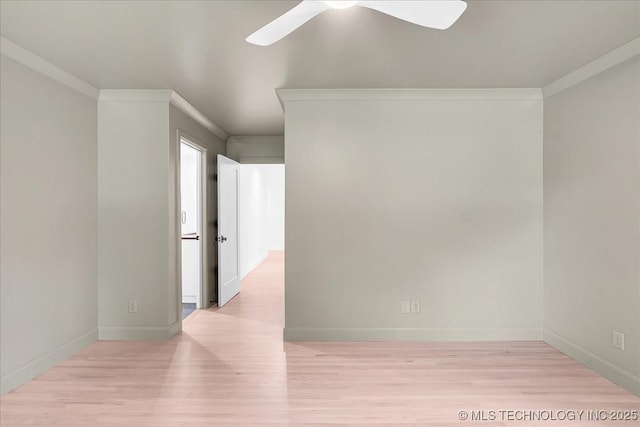 4155 S Birmingham Pl, Tulsa, OK 74105 - empty room featuring ceiling fan, wood finished floors, and crown molding