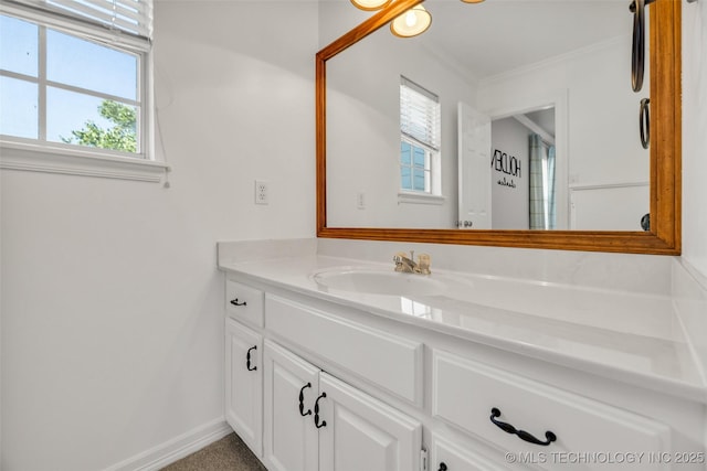 5414 E 109th Pl, Tulsa, OK 74137 - bathroom with vanity and crown molding