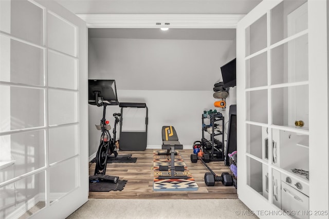 5414 E 109th Pl, Tulsa, OK 74137 - workout room with wood finished floors and french doors