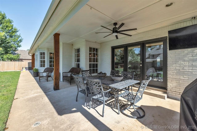 5414 E 109th Pl, Tulsa, OK 74137 - view of patio / terrace featuring a ceiling fan and outdoor dining space