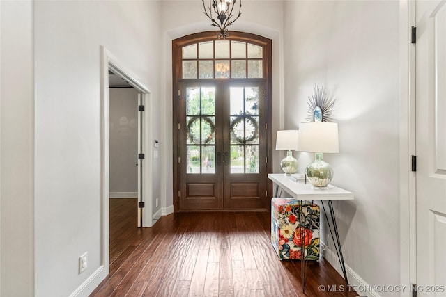 4620 E 108th Pl S, Tulsa, OK 74137 - entryway featuring french doors and dark wood finished floors