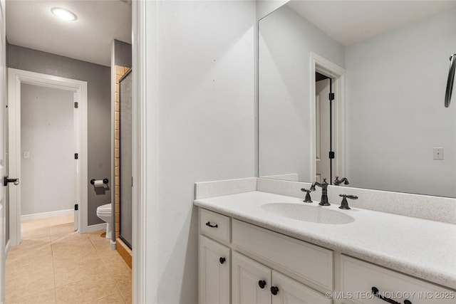 4620 E 108th Pl S, Tulsa, OK 74137 - bathroom featuring vanity, tile patterned flooring, and a shower