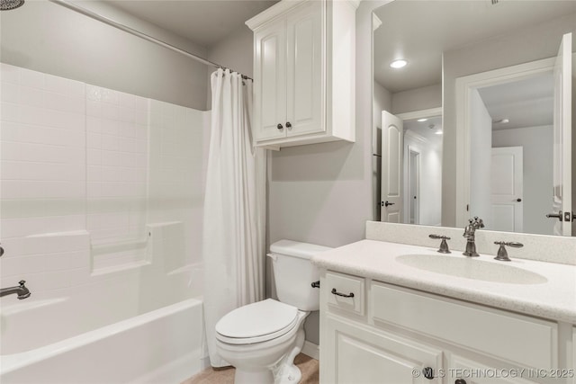 4620 E 108th Pl S, Tulsa, OK 74137 - bathroom featuring vanity, shower / bath combination with curtain, and recessed lighting