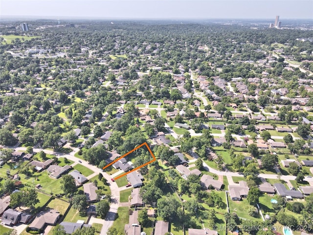 5654 S Marion Ave, Tulsa, OK 74135 - aerial view of property and surrounding area with property boundaries highlighted