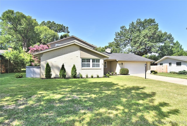 5654 S Marion Ave, Tulsa, OK 74135 - mid-century home featuring driveway, a garage, brick siding, and a chimney