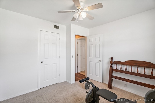2321 S Main St, Sapulpa, OK 74066 - exercise area featuring carpet and a ceiling fan