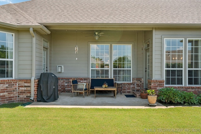 12432 S 101st E Ave, Bixby, OK 74008 - view of patio with area for grilling and ceiling fan