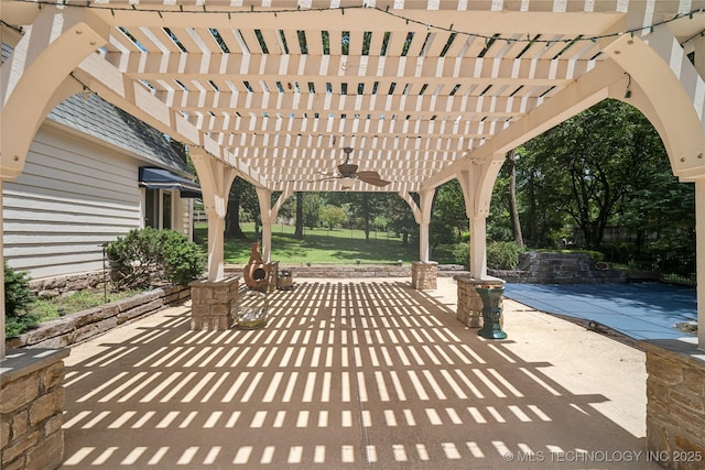 3437 E 96th Pl, Tulsa, OK 74137 - view of patio with a pergola and ceiling fan