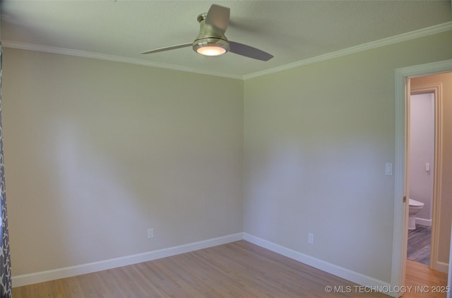 4424 E 59th Pl S, Tulsa, OK 74135 - empty room with a ceiling fan, light wood-style flooring, and crown molding