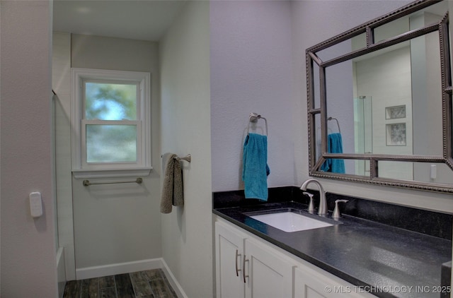 4424 E 59th Pl S, Tulsa, OK 74135 - full bathroom featuring vanity, wood finished floors, and bathtub / shower combination