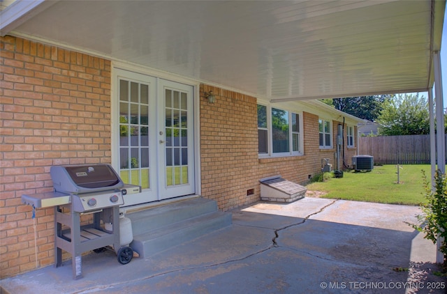 4424 E 59th Pl S, Tulsa, OK 74135 - view of patio / terrace with entry steps, french doors, and a grill