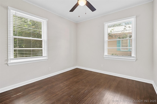 227 S Toledo Ave, Tulsa, OK 74112 - unfurnished room with ornamental molding, wood finished floors, and ceiling fan