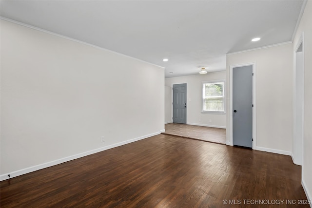227 S Toledo Ave, Tulsa, OK 74112 - empty room featuring wood finished floors, ornamental molding, and recessed lighting
