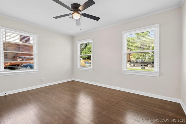 227 S Toledo Ave, Tulsa, OK 74112 - empty room featuring crown molding, wood finished floors, and a ceiling fan