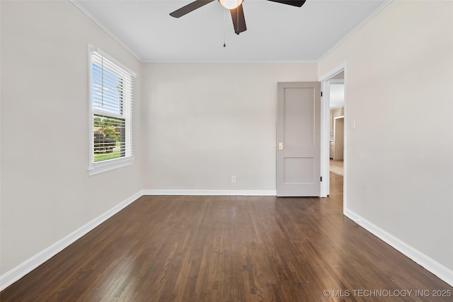 227 S Toledo Ave, Tulsa, OK 74112 - spare room with crown molding, a ceiling fan, and dark wood-style floors