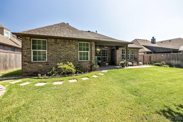 1116 W Fargo Dr, Broken Arrow, OK 74012 - rear view of house with a patio area, a fenced backyard, and brick siding