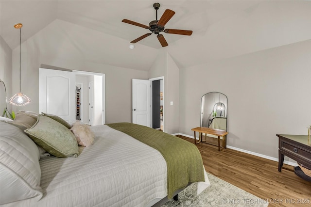 1116 W Fargo Dr, Broken Arrow, OK 74012 - bedroom featuring lofted ceiling, wood finished floors, and a ceiling fan