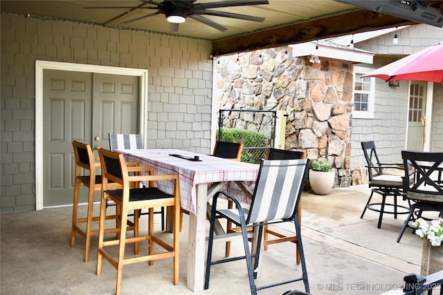 71279 S 270th Rd, Wagoner, OK 74467 - view of patio / terrace with ceiling fan and outdoor dining area