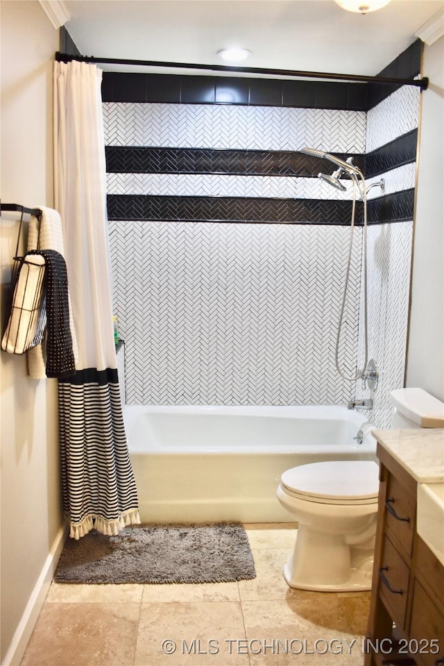 71279 S 270th Rd, Wagoner, OK 74467 - bathroom featuring shower / bath combination with curtain, vanity, and tile patterned flooring