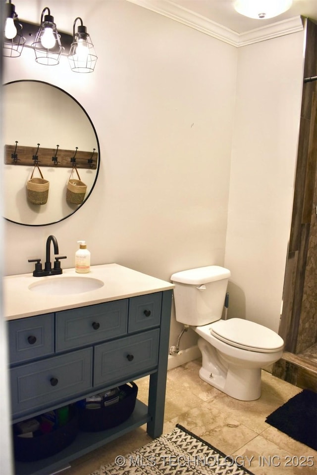 71279 S 270th Rd, Wagoner, OK 74467 - bathroom with vanity, ornamental molding, and a shower