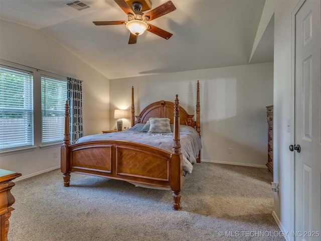 4004 S Sycamore Ave, Broken Arrow, OK 74011 - bedroom featuring carpet flooring, vaulted ceiling, and ceiling fan