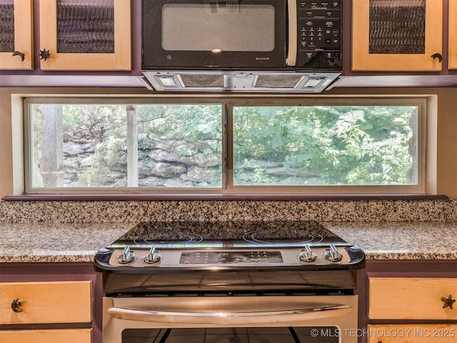 5704 E 65th St, Tulsa, OK 74136 - kitchen featuring stainless steel electric range oven and black microwave