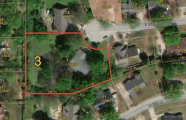 5704 E 65th St, Tulsa, OK 74136 - aerial overview of property's location