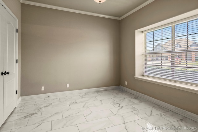 1317 W Dover St, Broken Arrow, OK 74012 - spare room featuring light marble finish flooring and crown molding