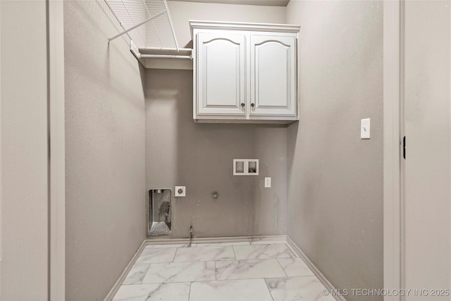 1317 W Dover St, Broken Arrow, OK 74012 - laundry room with washer hookup, electric dryer hookup, gas dryer hookup, light marble finish flooring, and cabinet space