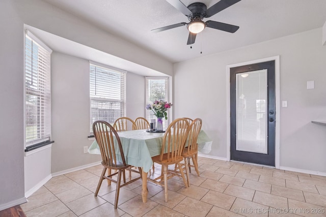 11784 N 154th Ave, Collinsville, OK 74021 - dining space featuring a ceiling fan and light tile patterned flooring