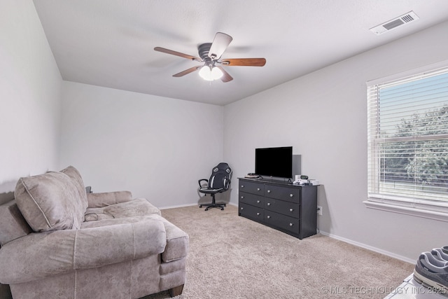 11784 N 154th Ave, Collinsville, OK 74021 - carpeted living room featuring a ceiling fan and baseboards