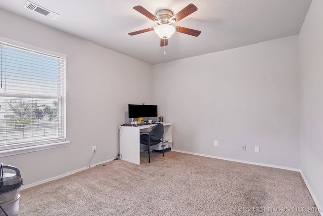 11784 N 154th Ave, Collinsville, OK 74021 - carpeted home office with ceiling fan and baseboards