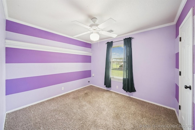 11691 N 193rd E Ave, Collinsville, OK 74021 - unfurnished room with ceiling fan, carpet, and ornamental molding