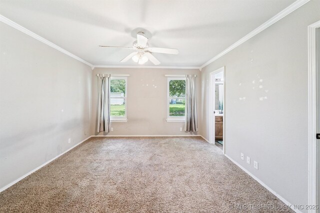 11691 N 193rd E Ave, Collinsville, OK 74021 - unfurnished room featuring a ceiling fan, ornamental molding, and carpet