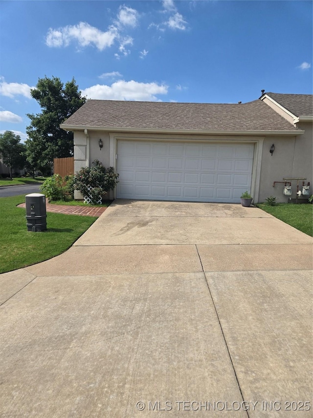 8302 E 84th St, Tulsa, OK 74133 - ranch-style house featuring driveway, stucco siding, an attached garage, and a front yard