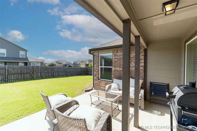 11105 N 145th E Pl, Owasso, OK 74055 - fenced backyard featuring a patio, a grill, and a residential view