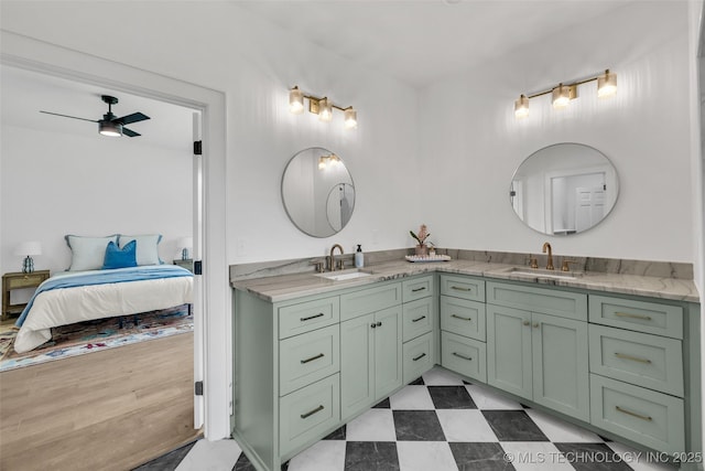 1524 N Main St, Tulsa, OK 74106 - bathroom with double vanity, ceiling fan, and ensuite bathroom