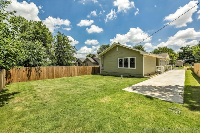 1524 N Main St, Tulsa, OK 74106 - rear view of property featuring crawl space, a fenced backyard, and a patio area