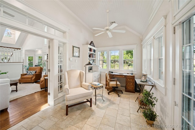 8002 E Galveston Pl, Broken Arrow, OK 74014 - sunroom / solarium featuring lofted ceiling and a skylight