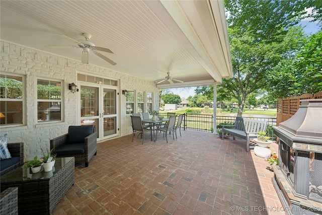 8002 E Galveston Pl, Broken Arrow, OK 74014 - view of patio featuring a ceiling fan and outdoor dining space