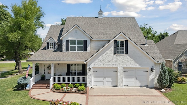 8002 E Galveston Pl, Broken Arrow, OK 74014 - traditional-style house with a porch, a shingled roof, driveway, and a front yard