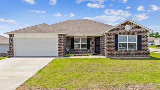 1111 W Cheyenne Ln, Claremore, OK 74019 - ranch-style home featuring brick siding, concrete driveway, a front yard, and roof with shingles