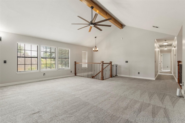 5428 E 88th St, Tulsa, OK 74137 - unfurnished room featuring carpet, a ceiling fan, and a chandelier