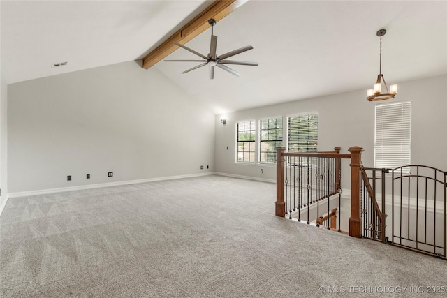 5428 E 88th St, Tulsa, OK 74137 - spare room with carpet floors, a chandelier, and ceiling fan