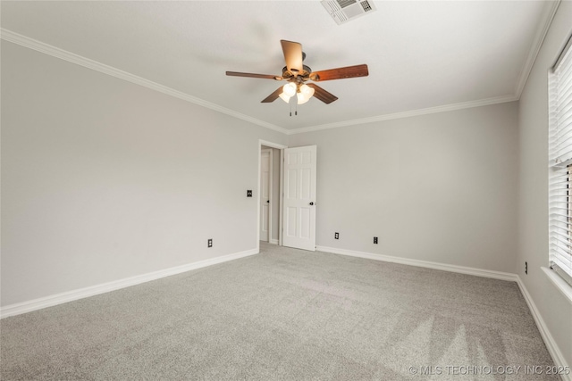5428 E 88th St, Tulsa, OK 74137 - unfurnished room with ceiling fan, carpet, and crown molding