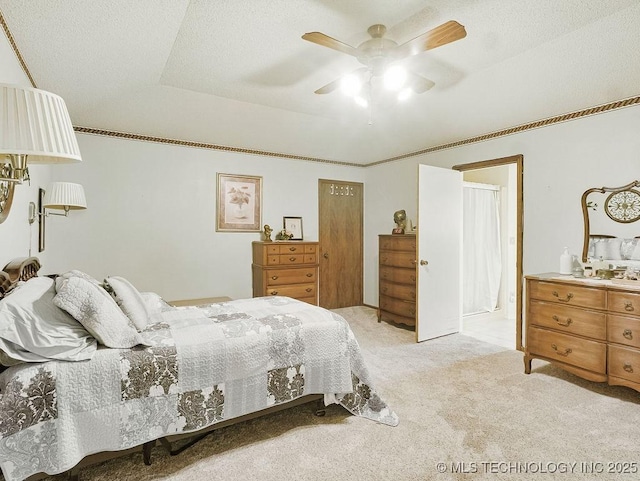 301 S Byrd, Coalgate, OK 74538 - bedroom featuring light carpet and a ceiling fan