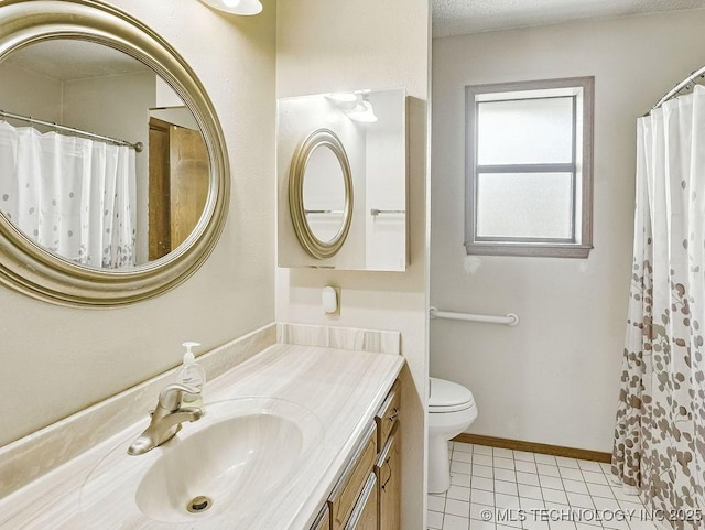 301 S Byrd, Coalgate, OK 74538 - bathroom with vanity, tile patterned floors, and curtained shower