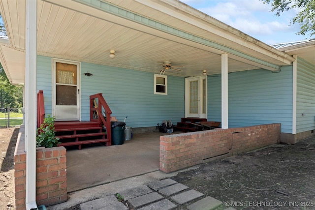 507 S Thompson, Vinita, OK 74301 - view of patio with a ceiling fan, entry steps, and a carport