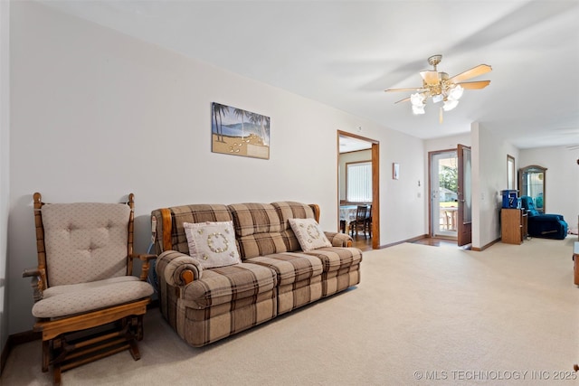 507 S Thompson, Vinita, OK 74301 - living area featuring carpet and ceiling fan