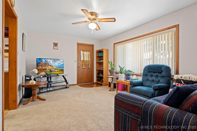 507 S Thompson, Vinita, OK 74301 - living room with carpet and ceiling fan